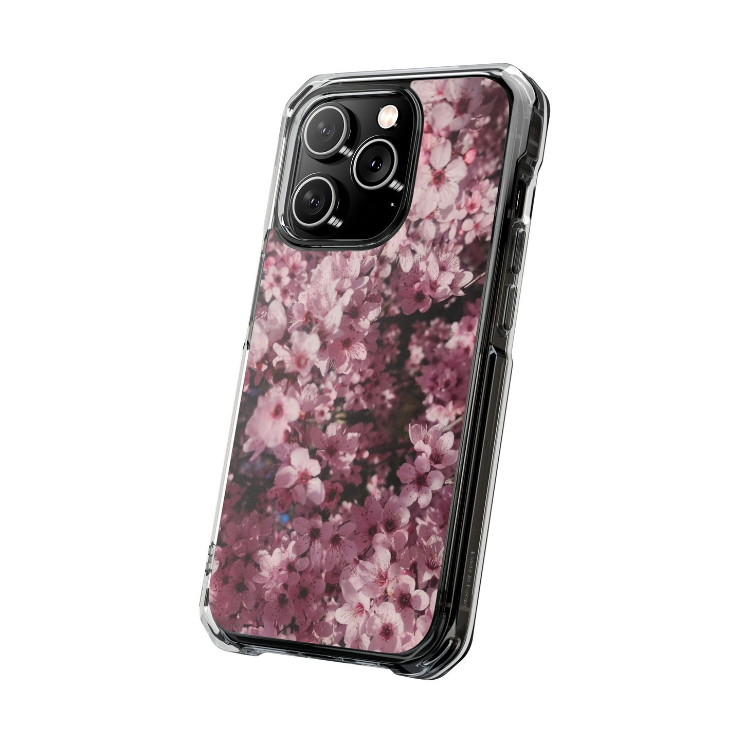 Cherry Blossom Tough Clear Magnetic Phone Case – Pink Floral Protective Phone Cover