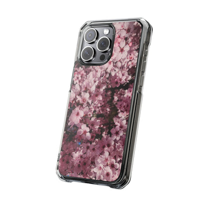 Cherry Blossom Tough Clear Magnetic Phone Case – Pink Floral Protective Phone Cover