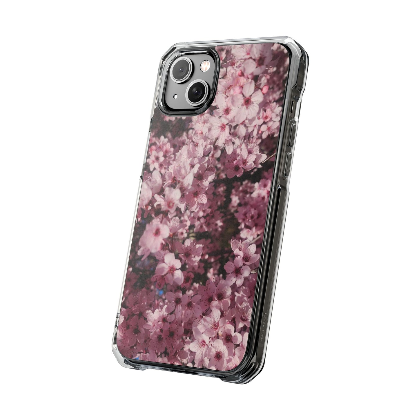 Cherry Blossom Tough Clear Magnetic Phone Case – Pink Floral Protective Phone Cover