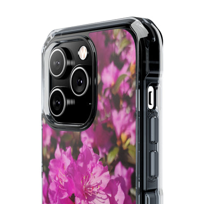 Pink Azalea Tough Clear Magnetic Phone Case — Floral Protective Phone Cover