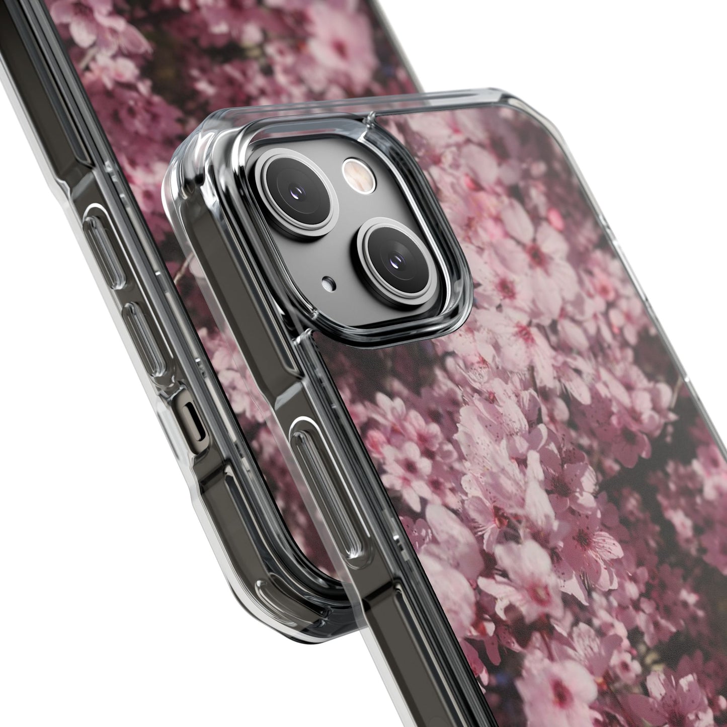 Cherry Blossom Tough Clear Magnetic Phone Case – Pink Floral Protective Phone Cover