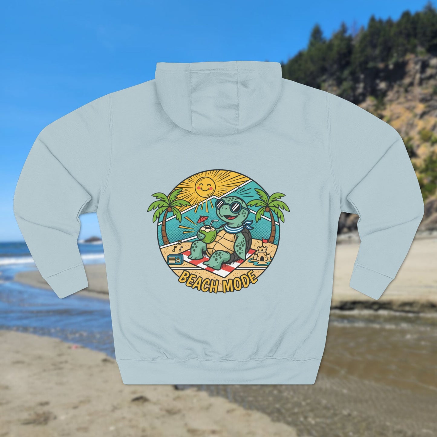 Beach Mode Turtle Hoodie | Tropical Surf Palm Trees