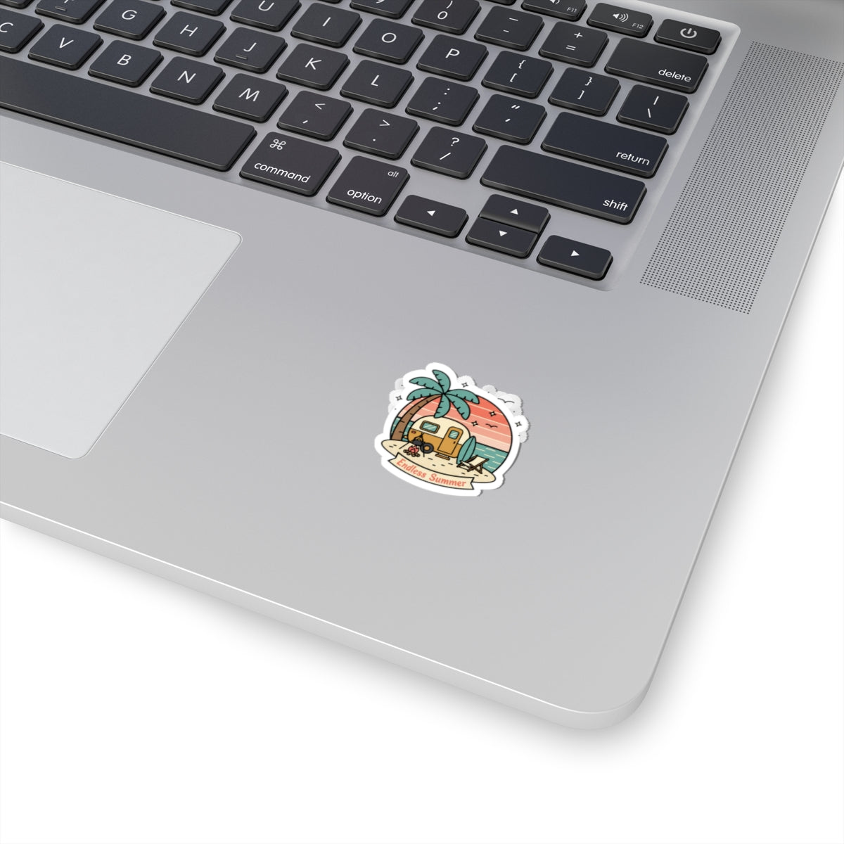 Endless Summer Camper Sticker — Retro Beach Kiss-Cut Decal