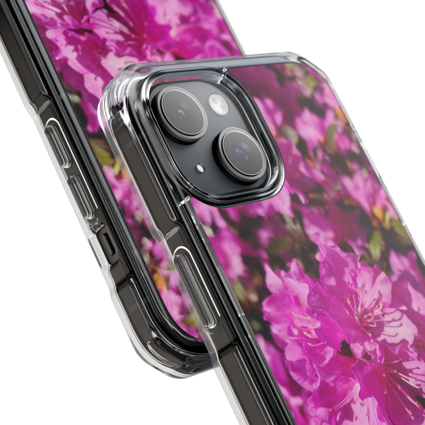 Pink Azalea Tough Clear Magnetic Phone Case — Floral Protective Phone Cover