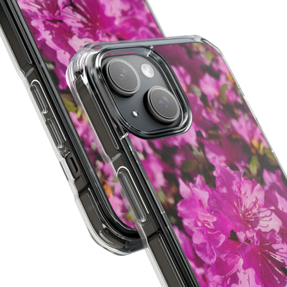 Pink Azalea Tough Clear Magnetic Phone Case — Floral Protective Phone Cover