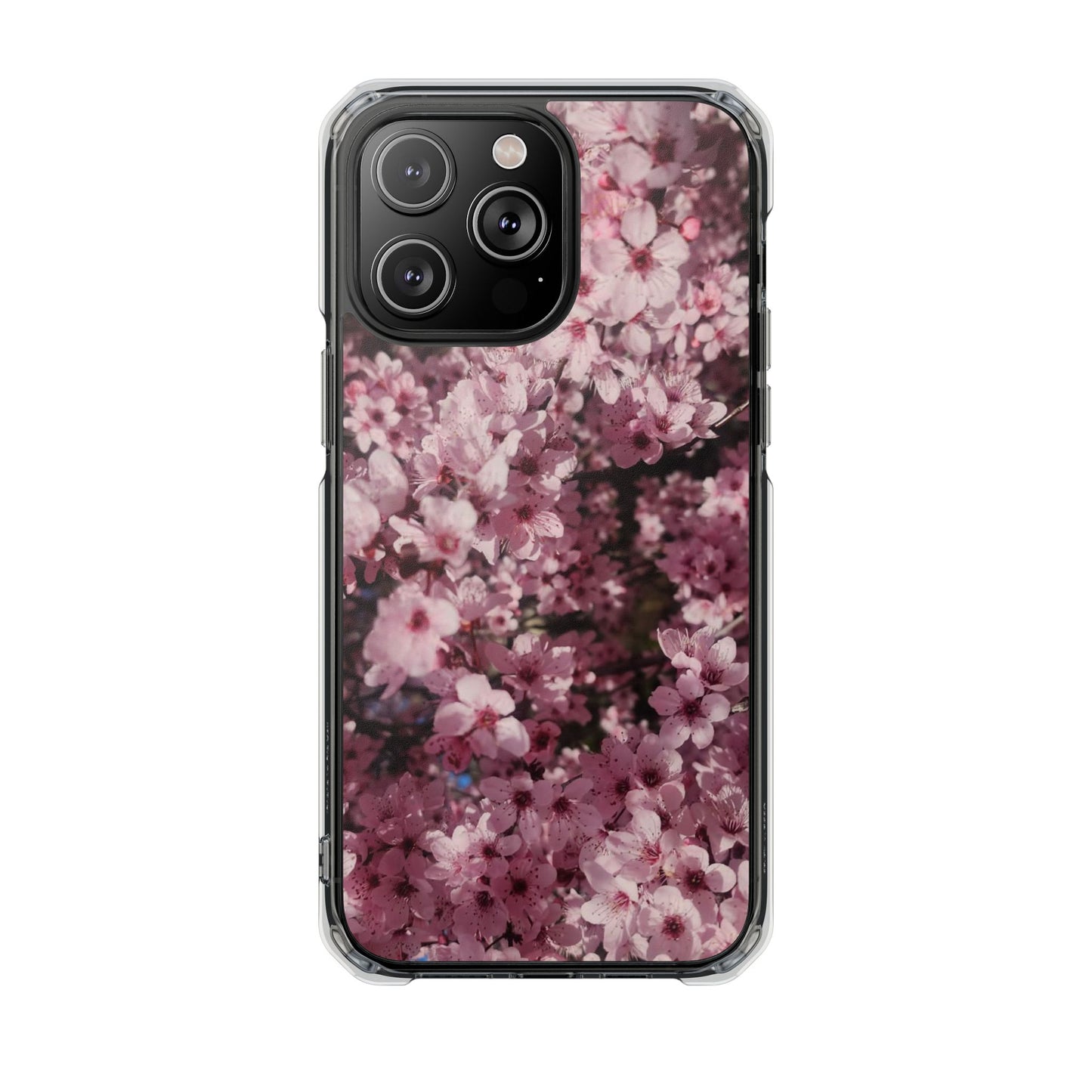 Cherry Blossom Tough Clear Magnetic Phone Case – Pink Floral Protective Phone Cover