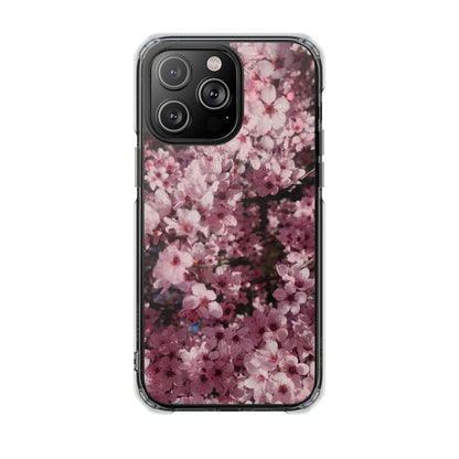 Cherry Blossom Tough Clear Magnetic Phone Case – Pink Floral Protective Phone Cover