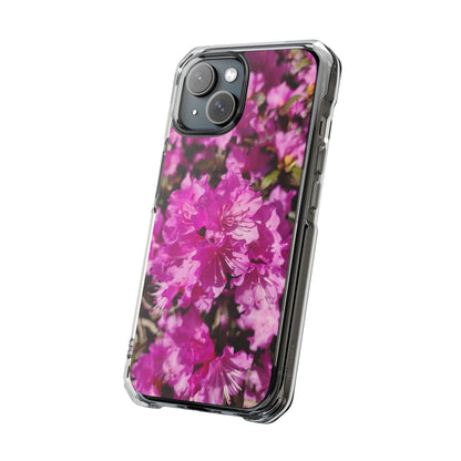 Pink Azalea Tough Clear Magnetic Phone Case — Floral Protective Phone Cover