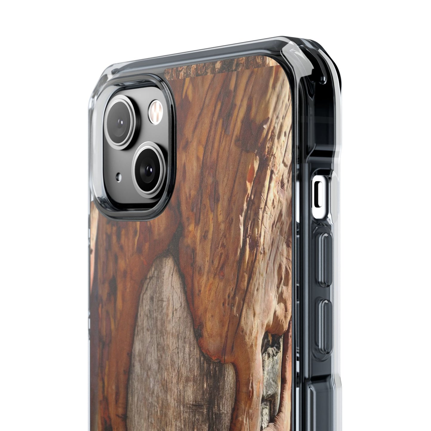 Rustic Bark Tough Clear Magnetic Phone Case — Wood Texture Protective Phone Case