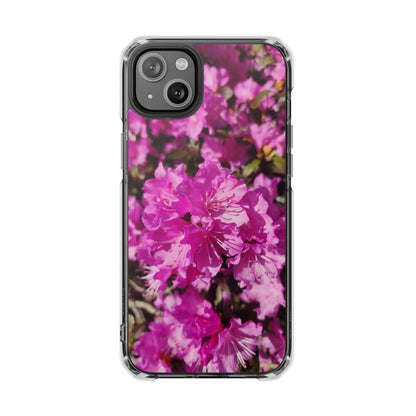 Pink Azalea Tough Clear Magnetic Phone Case — Floral Protective Phone Cover