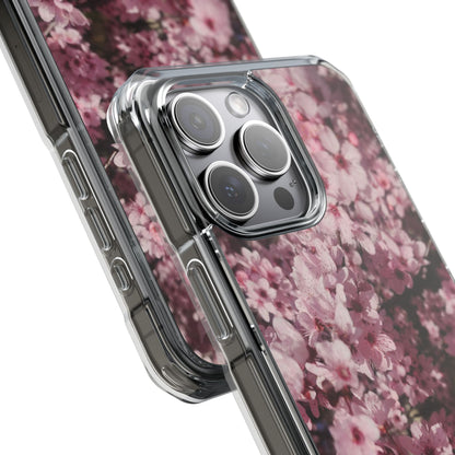 Cherry Blossom Tough Clear Magnetic Phone Case – Pink Floral Protective Phone Cover