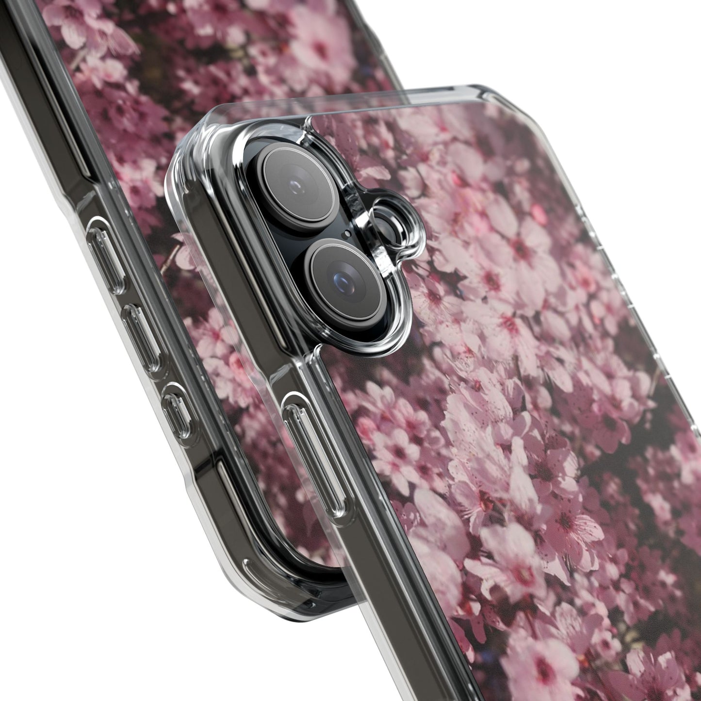 Cherry Blossom Tough Clear Magnetic Phone Case – Pink Floral Protective Phone Cover