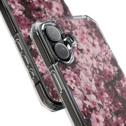 Cherry Blossom Tough Clear Magnetic Phone Case – Pink Floral Protective Phone Cover