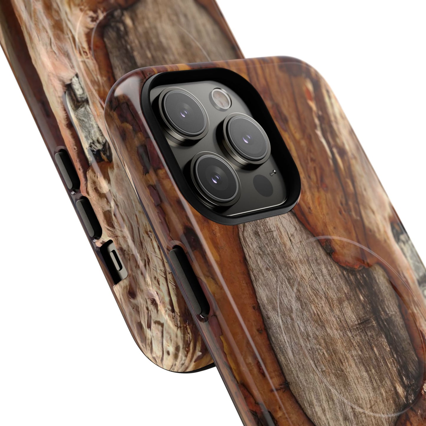 Rustic Bark Tough Magnetic Phone Case — Wood Texture Protective Phone Case