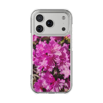 Pink Azalea Tough Clear Magnetic Phone Case — Floral Protective Phone Cover