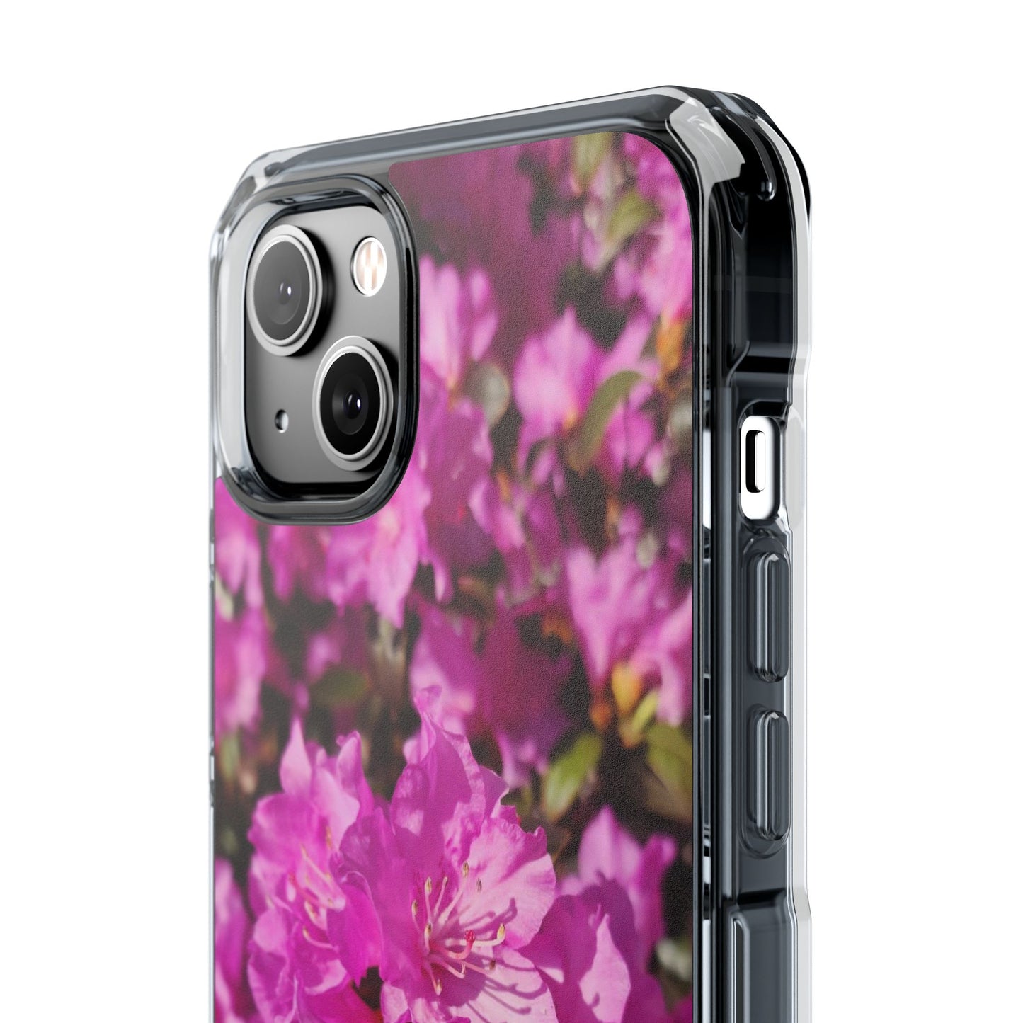 Pink Azalea Tough Clear Magnetic Phone Case — Floral Protective Phone Cover