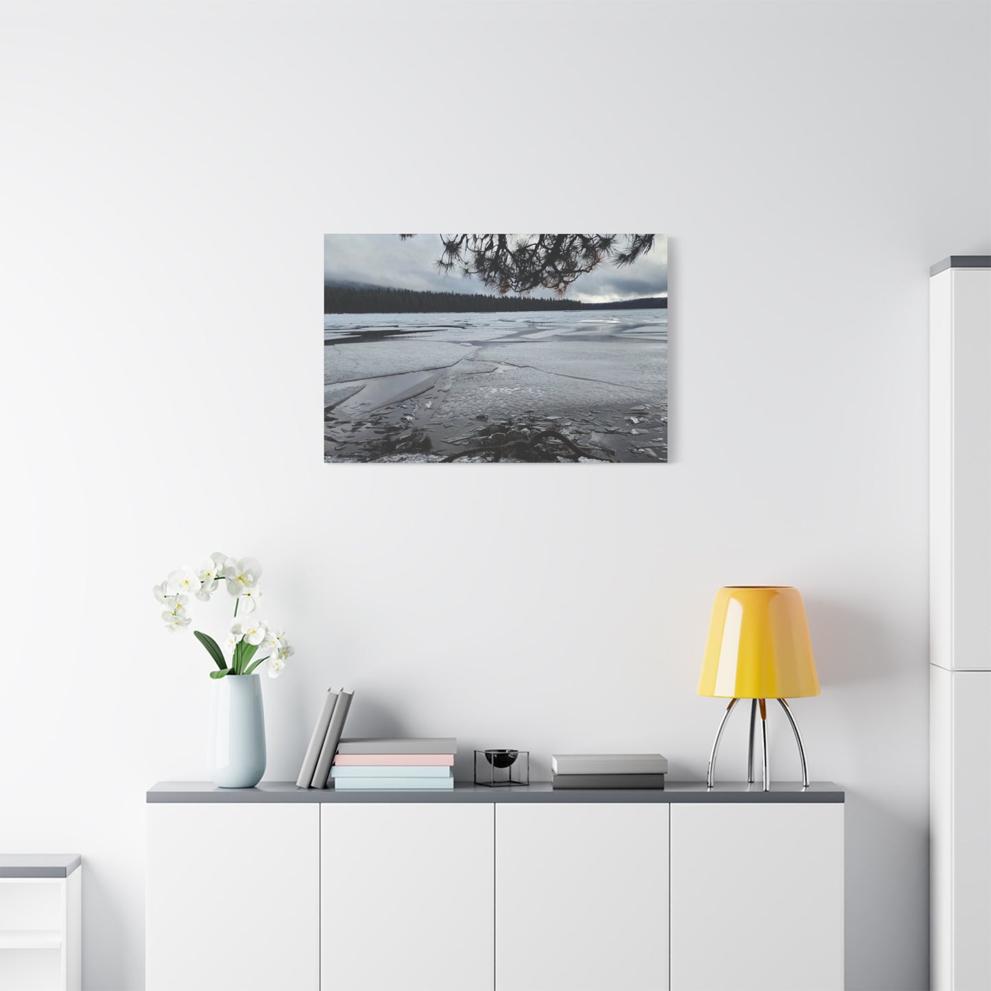 Frozen Lake Winter Landscape Canvas