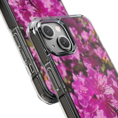 Pink Azalea Tough Clear Magnetic Phone Case — Floral Protective Phone Cover
