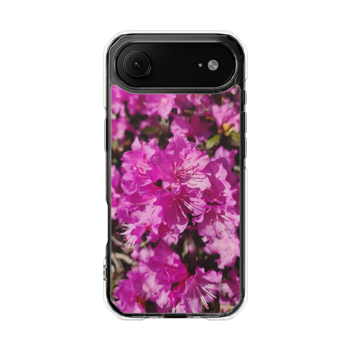 Pink Azalea Tough Clear Magnetic Phone Case — Floral Protective Phone Cover