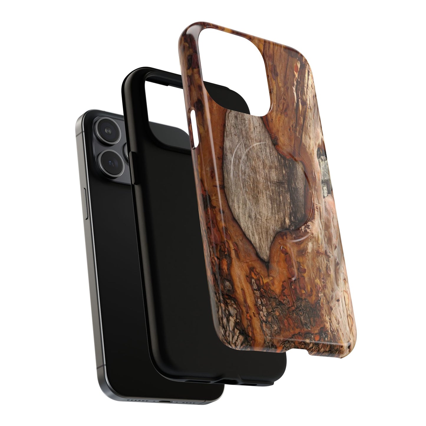 Rustic Bark Tough Magnetic Phone Case — Wood Texture Protective Phone Case
