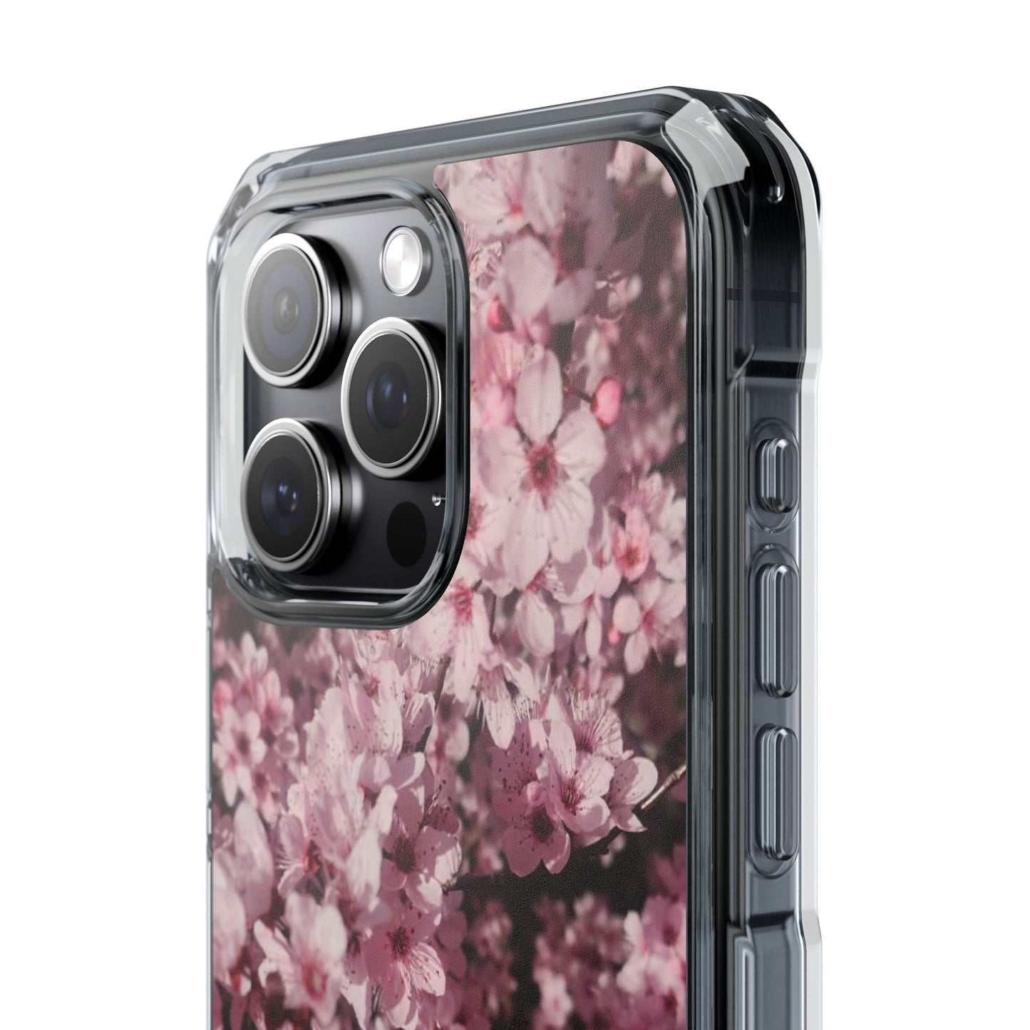 Cherry Blossom Tough Clear Magnetic Phone Case – Pink Floral Protective Phone Cover