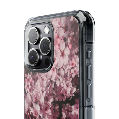 Cherry Blossom Tough Clear Magnetic Phone Case – Pink Floral Protective Phone Cover