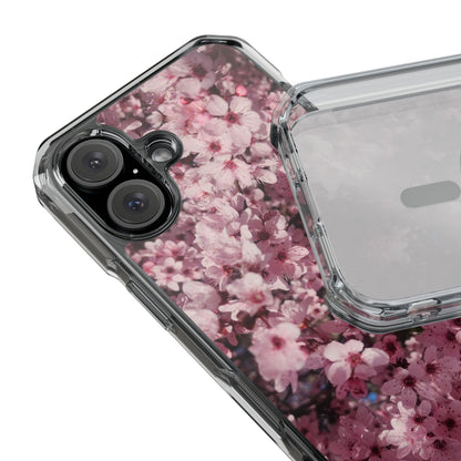 Cherry Blossom Tough Clear Magnetic Phone Case – Pink Floral Protective Phone Cover
