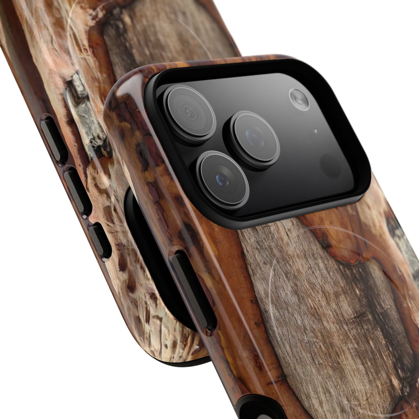 Rustic Bark Tough Magnetic Phone Case — Wood Texture Protective Phone Case