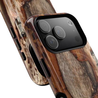 Rustic Bark Tough Magnetic Phone Case — Wood Texture Protective Phone Case