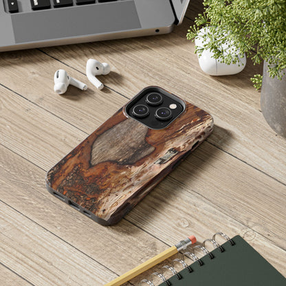 Rustic Bark Tough Phone Case — Wood Texture Protective Phone Case