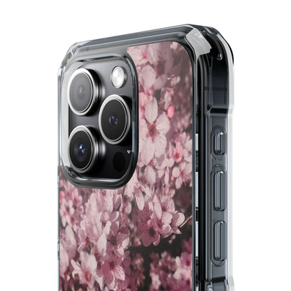 Cherry Blossom Tough Clear Magnetic Phone Case – Pink Floral Protective Phone Cover