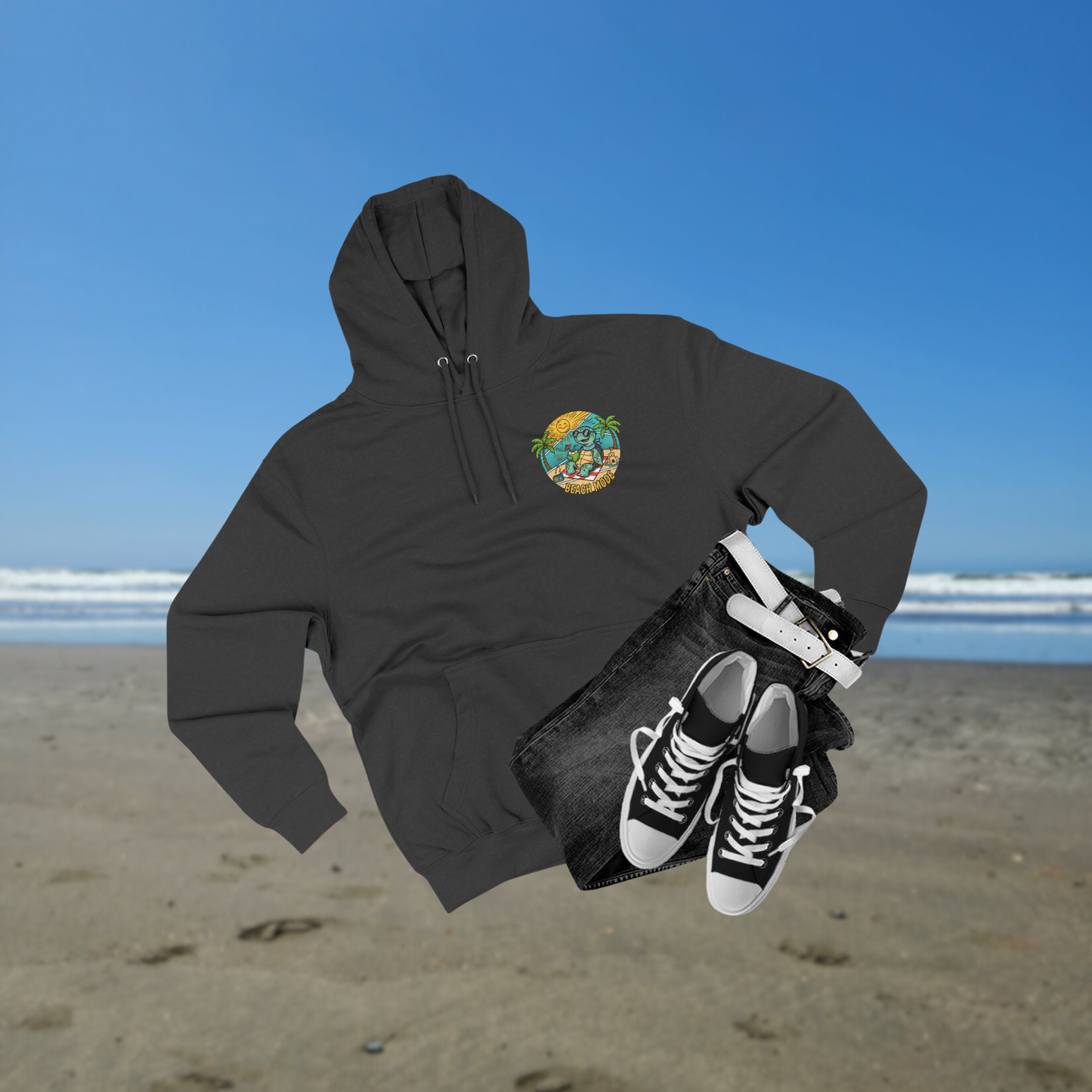 Beach Mode Turtle Hoodie | Tropical Surf Palm Trees