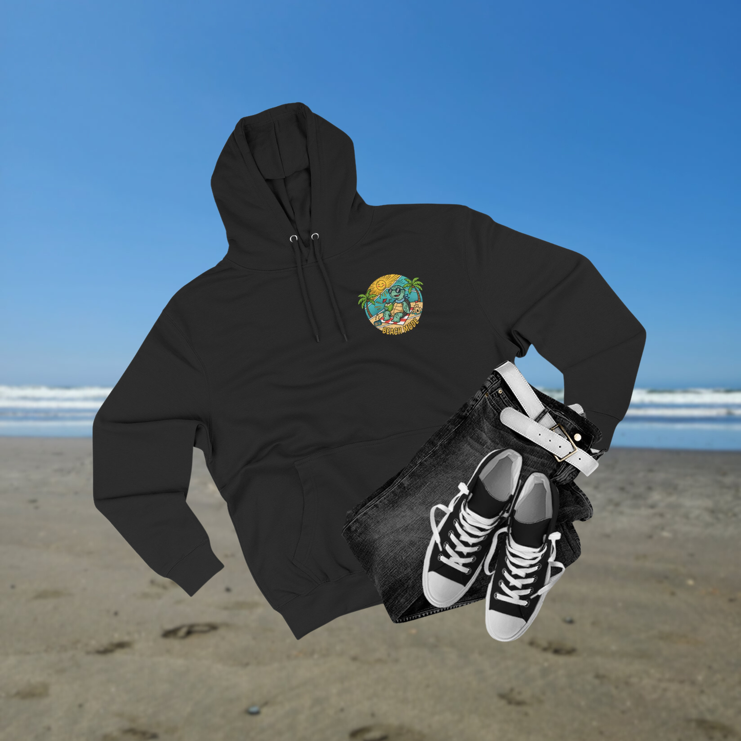 Beach Mode Turtle Hoodie | Tropical Surf Palm Trees