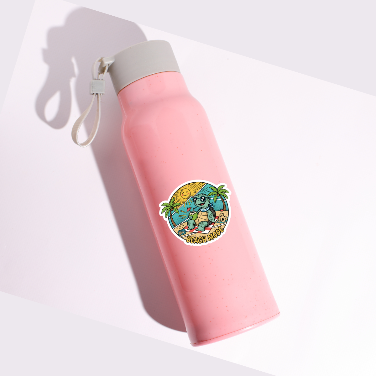 Beach Mode Turtle Sticker — Cute Summer Beach Vibes Kiss-Cut Sticker