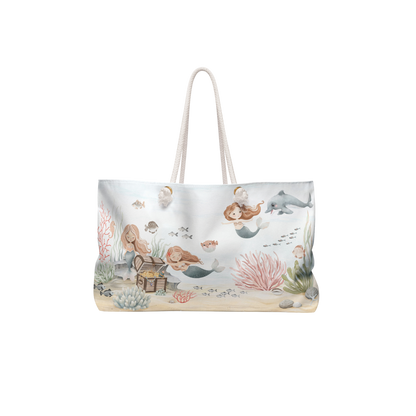 Mermaid Treasure Weekender Bag — Beach Tote with Whimsical Underwater Design