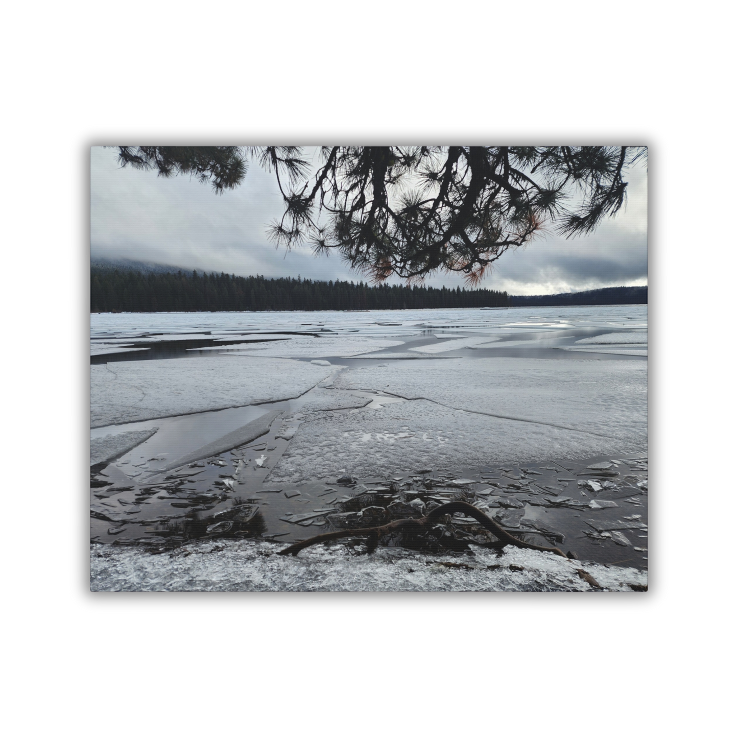 Frozen Lake Winter Landscape Canvas