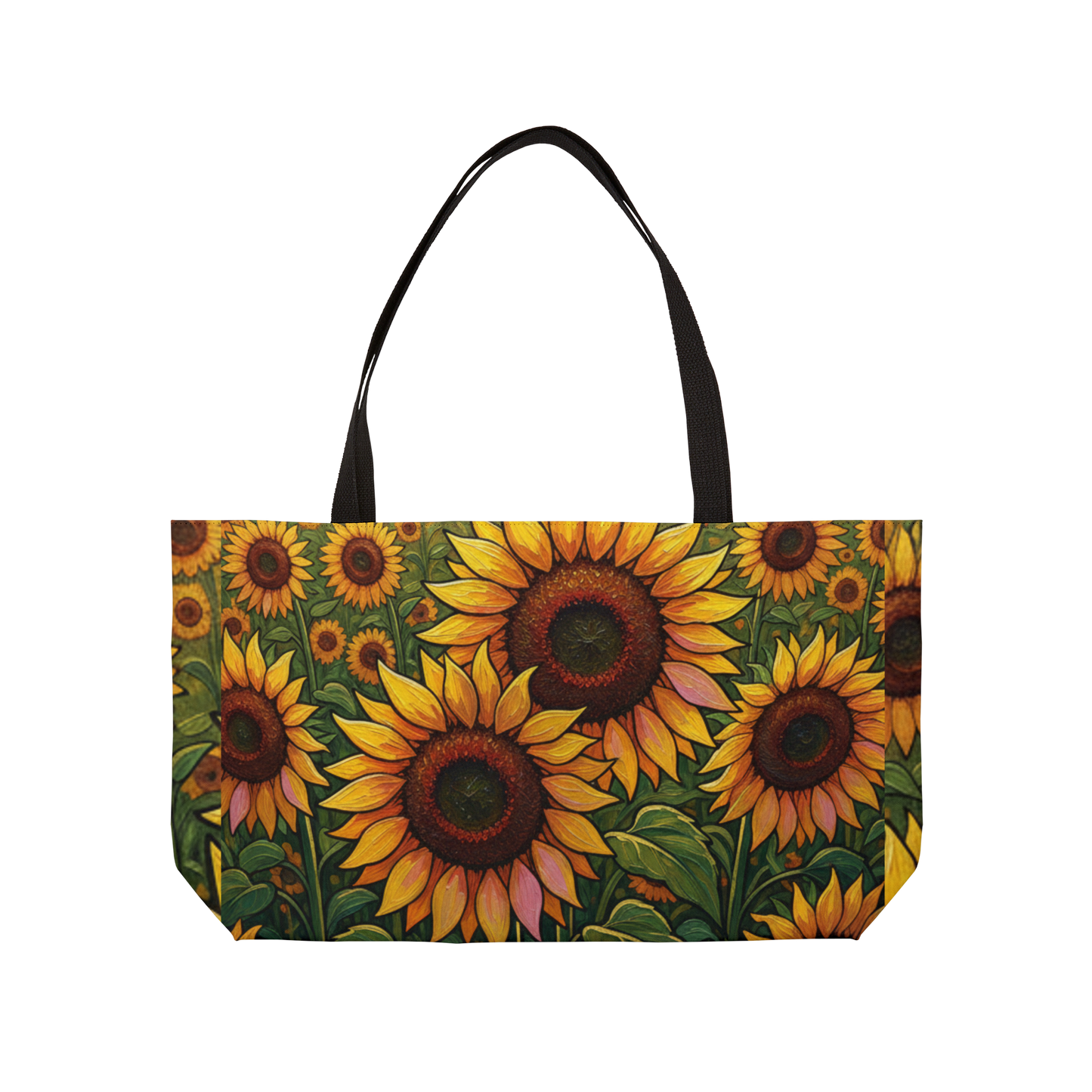 Sunflower Weekender Tote Bag - Bright Floral Travel Beach Bag