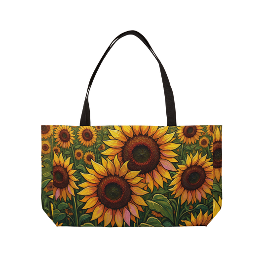 Sunflower Weekender Tote Bag - Bright Floral Travel Beach Bag