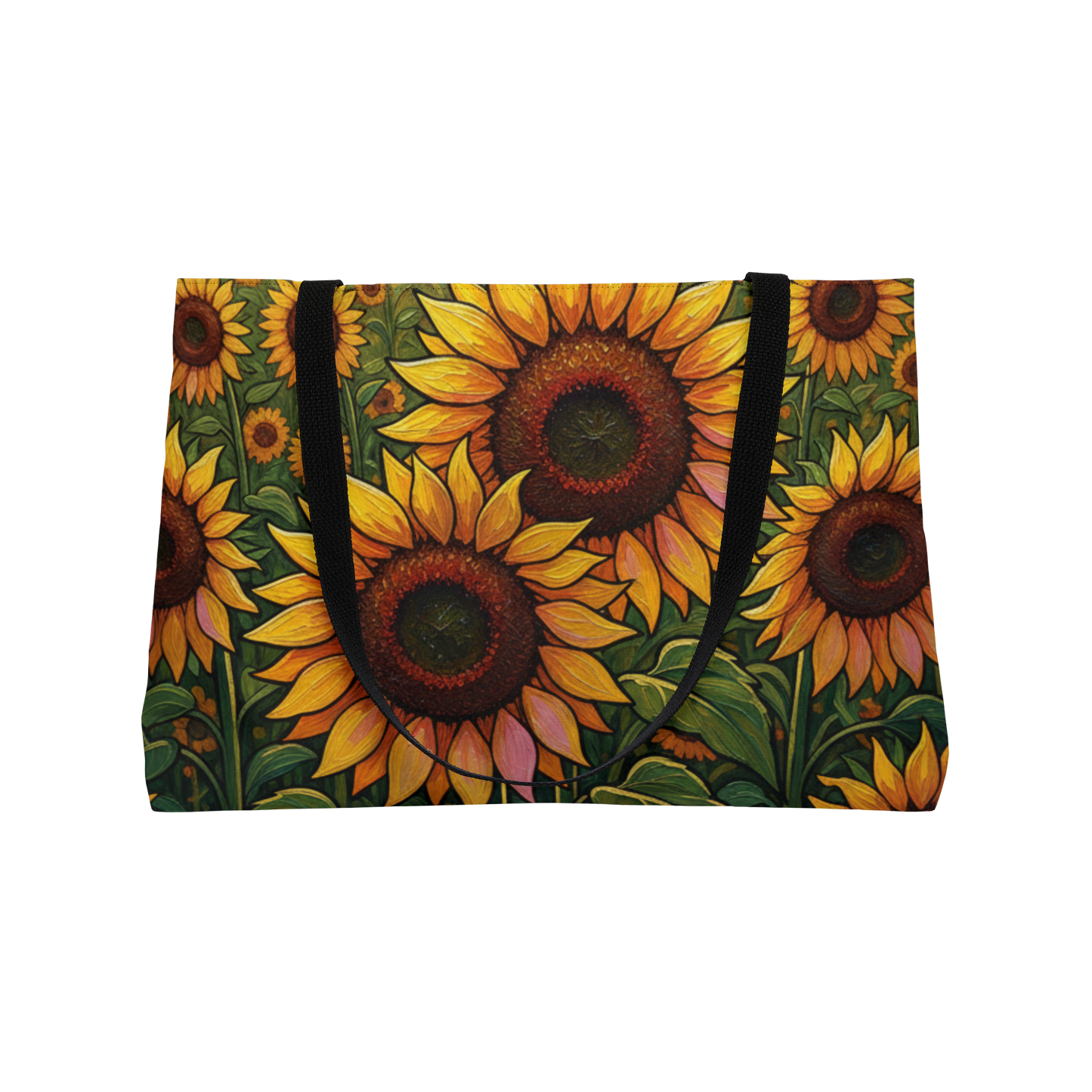 Sunflower Weekender Tote Bag - Bright Floral Travel Beach Bag