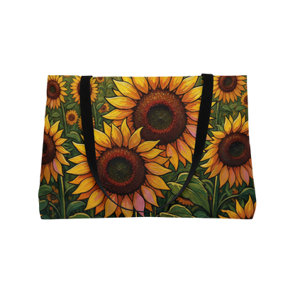 Sunflower Weekender Tote Bag - Bright Floral Travel Beach Bag