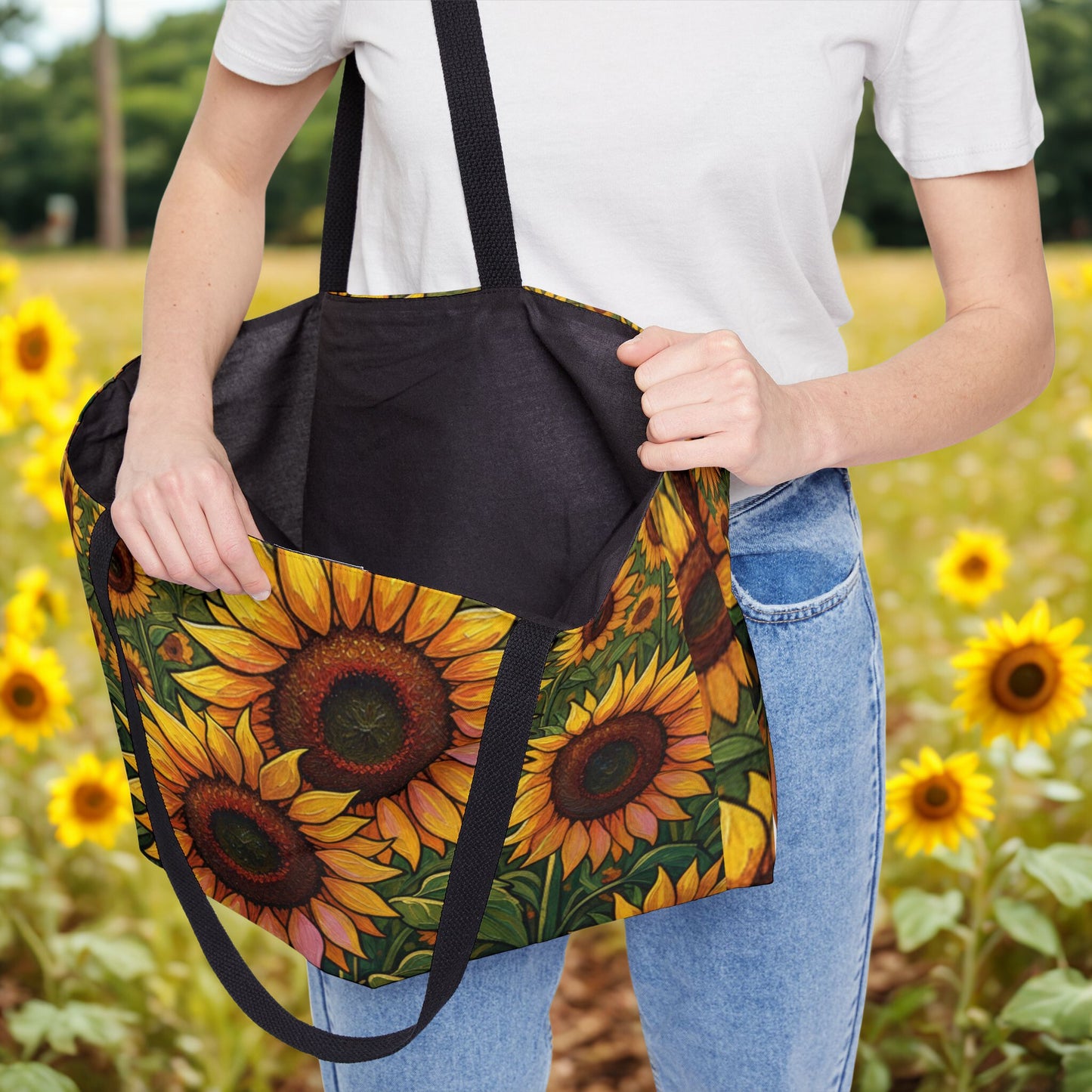 Sunflower Weekender Tote Bag - Bright Floral Travel Beach Bag
