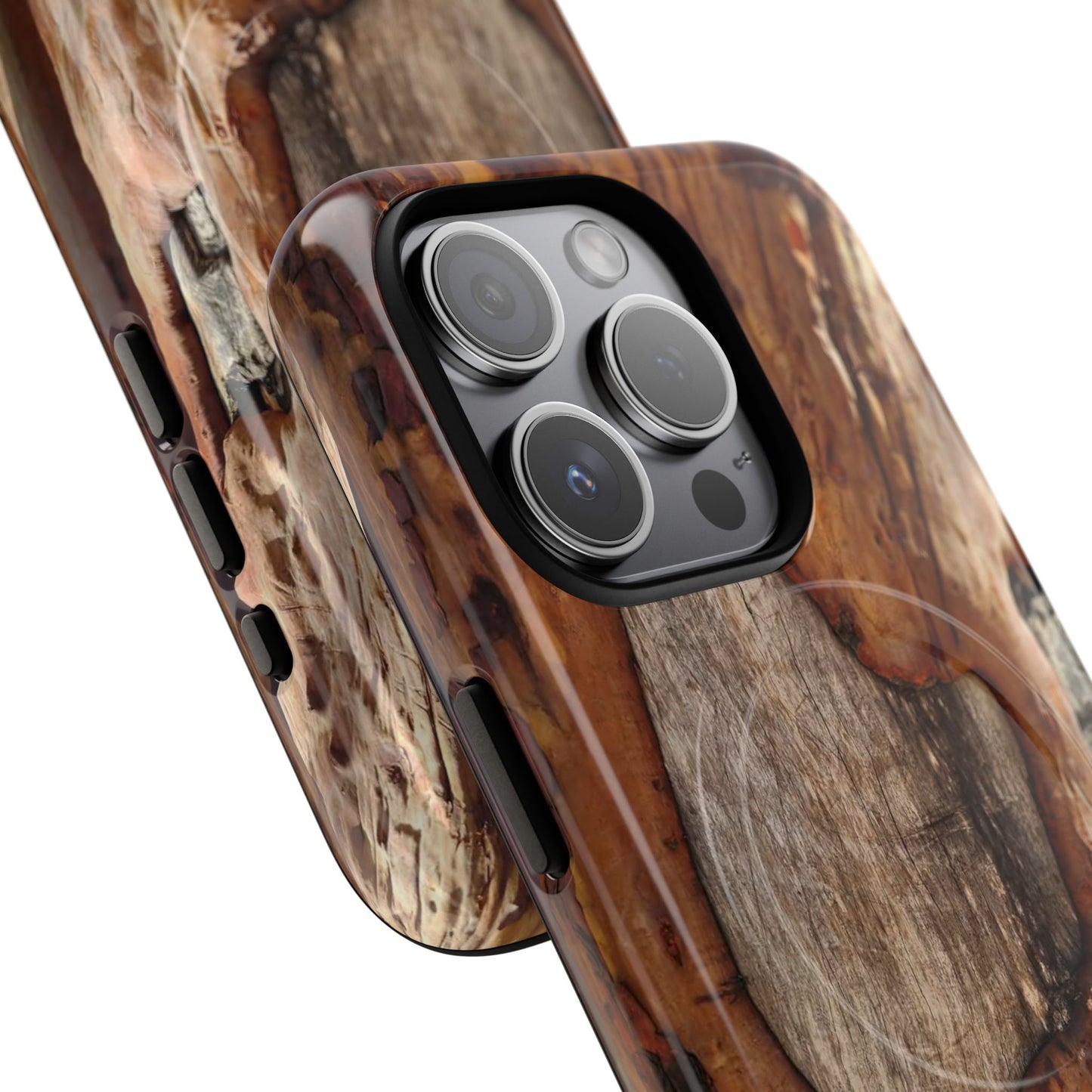 Rustic Bark Tough Magnetic Phone Case — Wood Texture Protective Phone Case