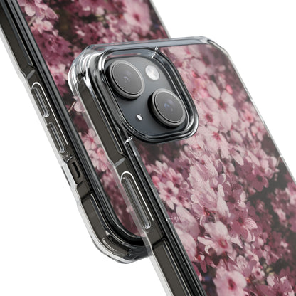 Cherry Blossom Tough Clear Magnetic Phone Case – Pink Floral Protective Phone Cover