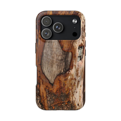 Rustic Bark Tough Phone Case — Wood Texture Protective Phone Case