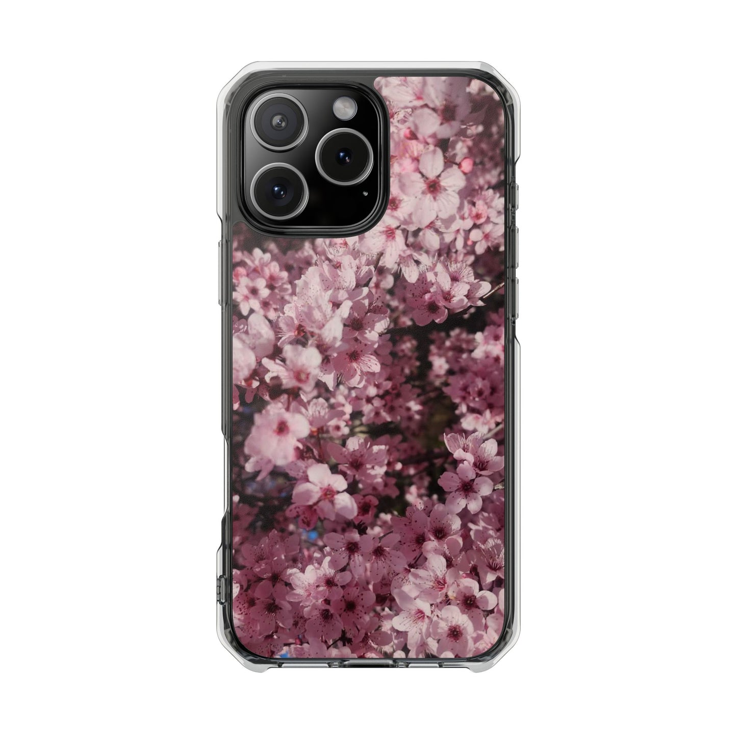 Cherry Blossom Tough Clear Magnetic Phone Case – Pink Floral Protective Phone Cover
