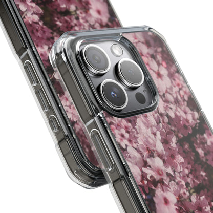 Cherry Blossom Tough Clear Magnetic Phone Case – Pink Floral Protective Phone Cover