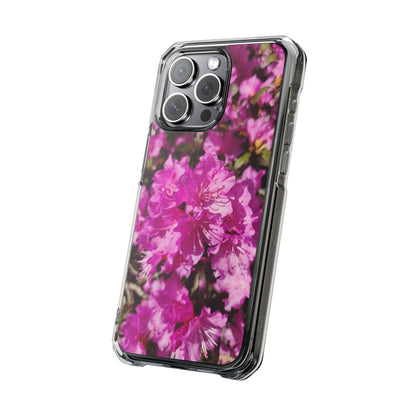 Pink Azalea Tough Clear Magnetic Phone Case — Floral Protective Phone Cover