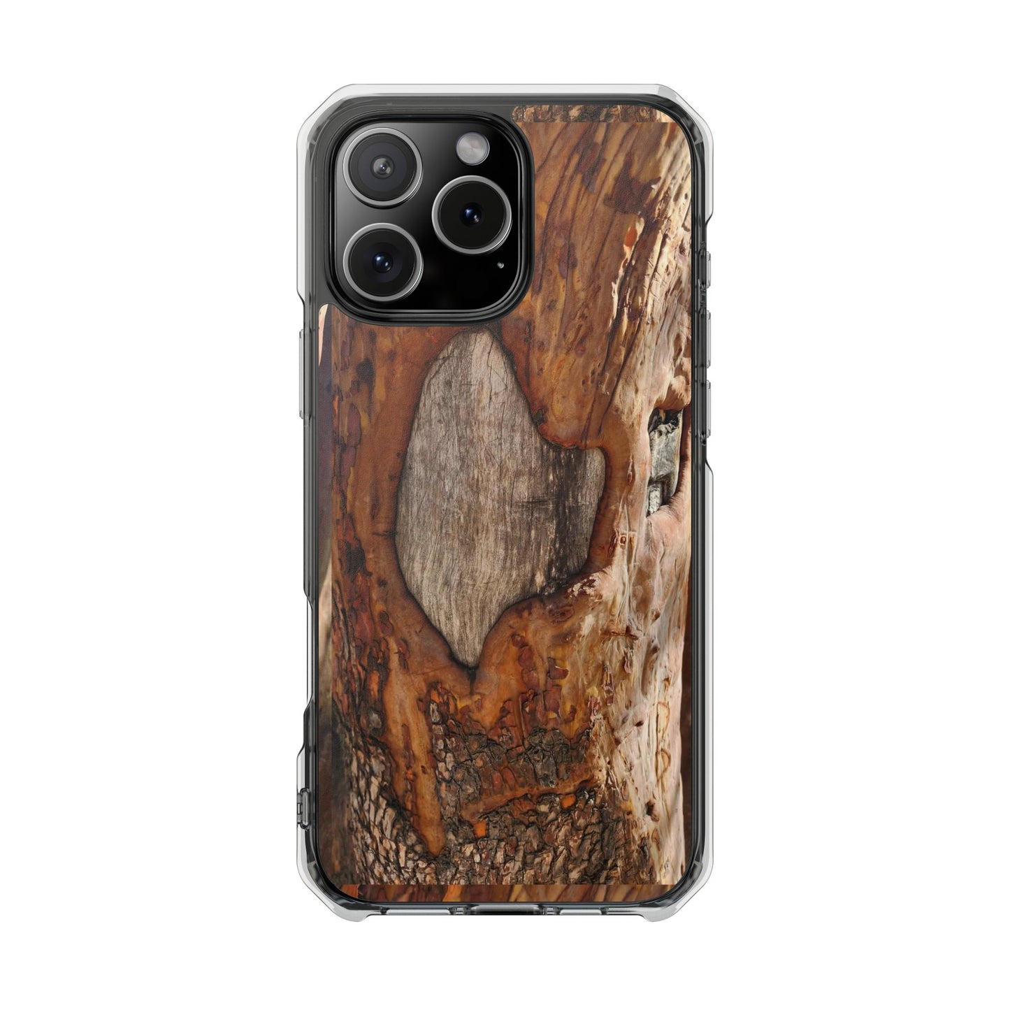 Rustic Bark Tough Clear Magnetic Phone Case — Wood Texture Protective Phone Case