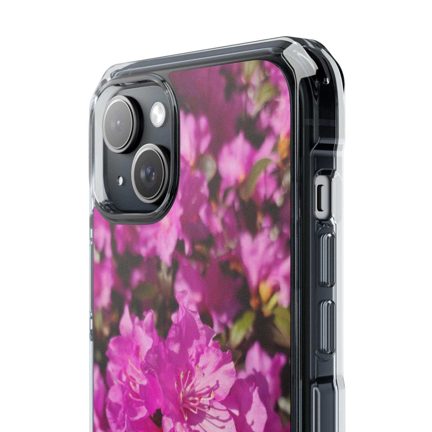 Pink Azalea Tough Clear Magnetic Phone Case — Floral Protective Phone Cover