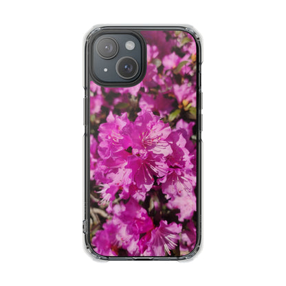 Pink Azalea Tough Clear Magnetic Phone Case — Floral Protective Phone Cover